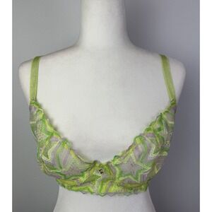 Savage X Fenty Shining Star‎ Unlined Demi Bra Lime Green & Lavender 34DDD